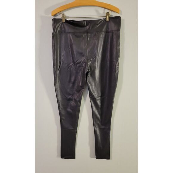 Serra NWT Ladies Plus Size Faux Leather Leggings Black Metallic Size XL (16-18) - Picture 2 of 5